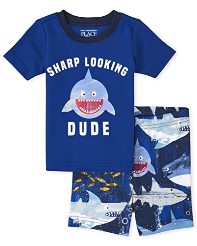 The Children s  Baby Toddler Boys Sleeve Top and Shorts Snug Fit Cotton 2 Piece Pajama Sets, Shark, 9-12 Months