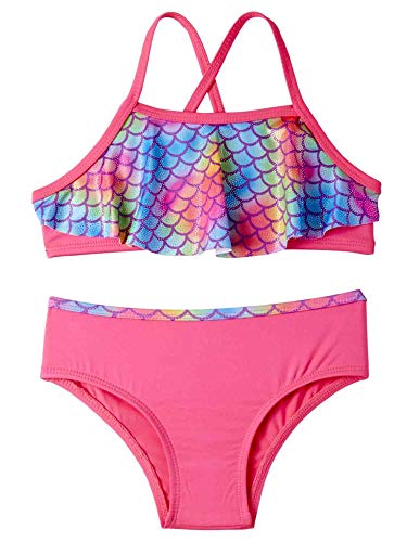 Infant Girls Mermaid Print Pink Sizzle 2 Piece   Swimsuit - 3-6 Months