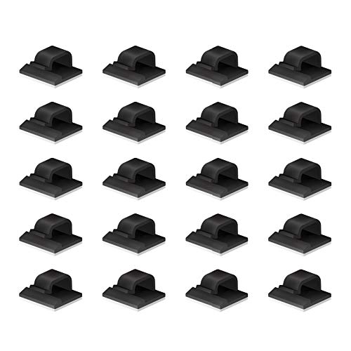 100 Pieces Adhesive Cable Clips, Cable Organizer Cord Holder, Cable Wire Management for Car, Home and Office (Black)