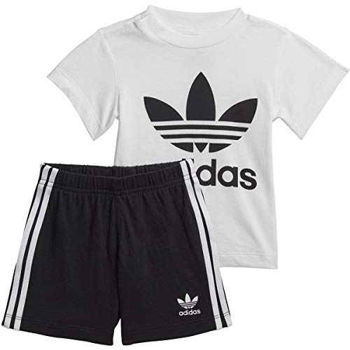 uni  baby Tref  Shorts Tee Set T Shirt, White/Black, 3 Months US