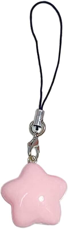 Pink star-shaped phone charm and lanyard accessory