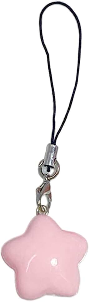 Pink star-shaped phone charm and lanyard accessory