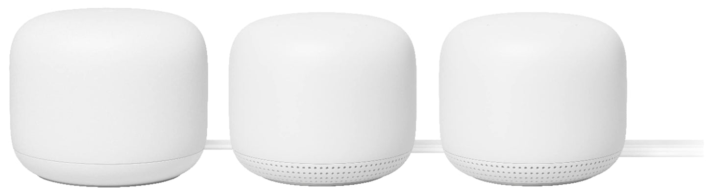 Nest WiFi - AC2200 (2nd Generation) Router and Add On Access Point Mesh Wi-Fi System (3-Pack, Snow)