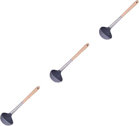 3-Piece Large Silicone Soup Spoon Set for Cooking