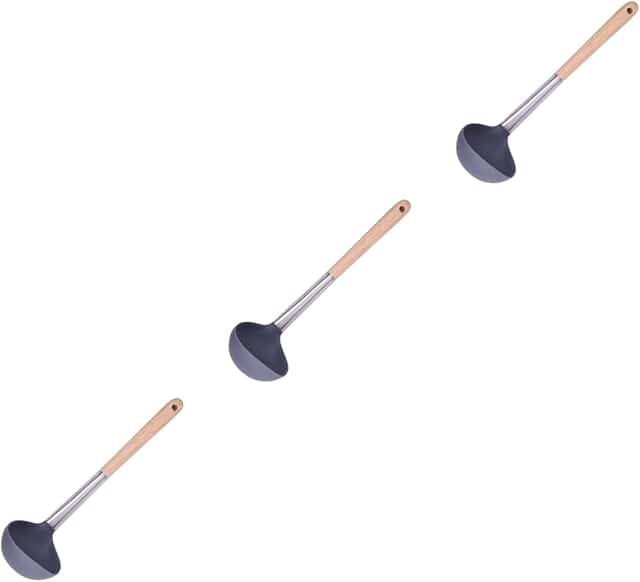 3-Piece Large Silicone Soup Spoon Set for Cooking