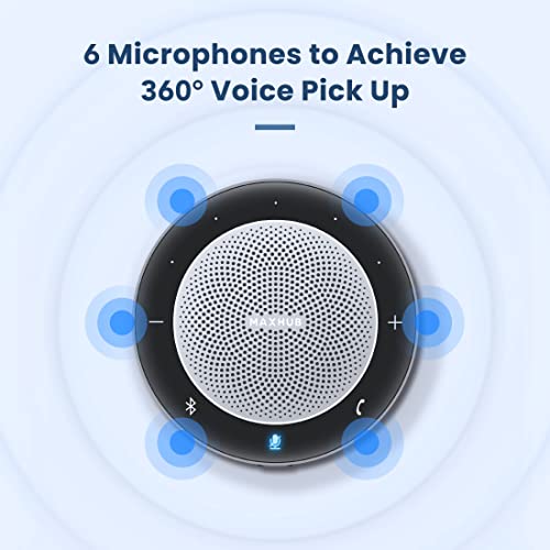 Bluetooth Speakerphone, USB Conference Speaker with 6 Microphones, Enhanced 360 Voice Pickup and Noise Reduction,16 Ft Pickup Distance,Home Office