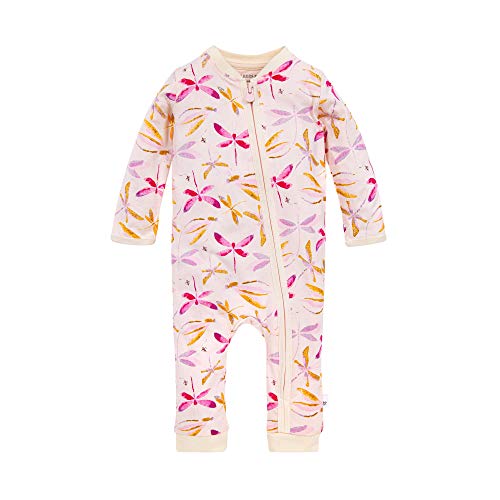 girls Romper Jumpsuit, 100%  Cotton One-piece Coverall and Toddler Footie, Dragon Fly Zip, 0-3 Months US