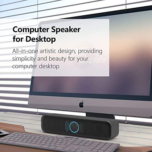 (2022 New) USB Computer Desktop Speaker, Portable Wired Speaker Plug and Play, Space Saving Sound Bar Suitable for Desktop, PC, Laptop, Office and Gaming