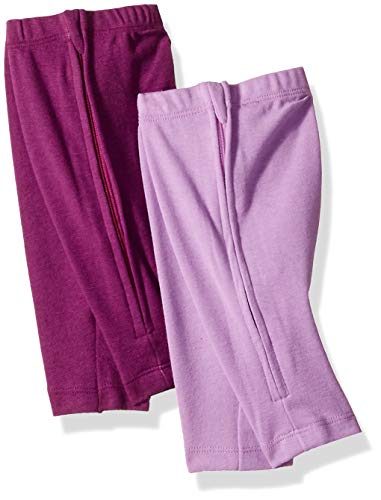 Baby Zippin 2 Pack Knit Leggings with Side Zipper, Purple, 6-12 Months