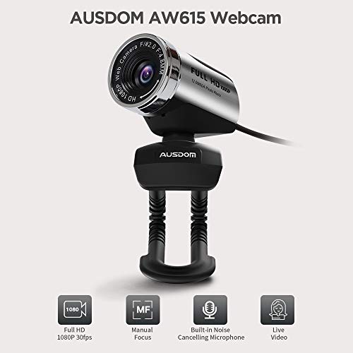Full HD 1080P Wide Angle View Webcam with Anti-Distortion, AW615 USB Computer Camera,90-Degree FOV, auto Low-Light Correction, Plug and Play for Zoom/Skype/Teams,Conferencing and Video Calling