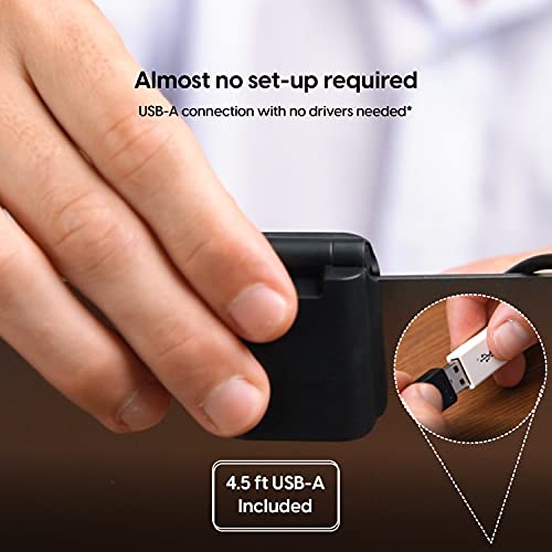 TalkWorks Webcam with Microphone Support - External Camera for Laptop and Desktop - High Resolution and Large Window Size with USB Cable and Dual Microphone Input - Compact and Portable, Black