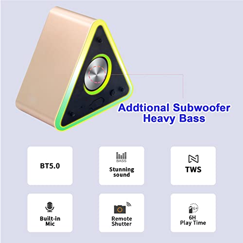 Small Bluetooth Speaker with Colorful Beat Lights for Indoor Out Door|Subwoofer Heavry Bass|Built-in Microphone|Waterproof IPX5|TWS|Compatible with Phone Computer TV|Black