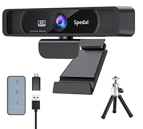 4K UHD Webcam with Built-in AI Noise Reduction Dual Microphones,120 Wide Angle Zoomable Webcam with Remote and Software Control for Conferencing/Streaming/Online Teaching/Video Calling