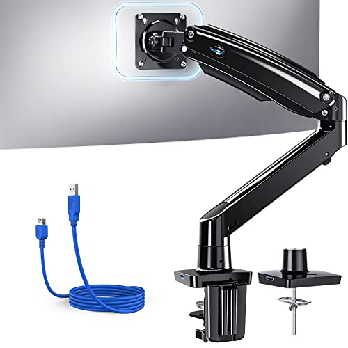Single monitor arm with gas spring for 13-35 inch screens