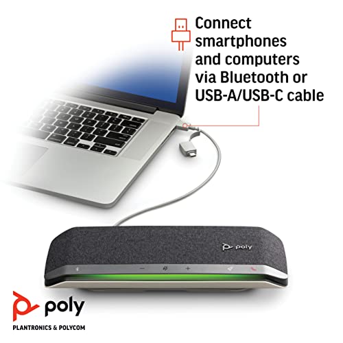 '- Sync 40 Smart -Speakerphone (Plantronics) - Flexible Work Spaces - Connect to PC/Mac via Combined USB-A/USB-C -Cable and Smartphones via -Bluetooth - Works with Teams, Zoom & more