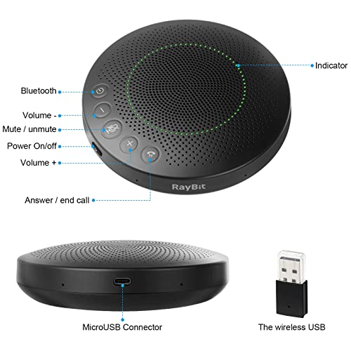 Bluetooth Speakerphone with Microphone Enhanced Voice Pickup Bluetooth Conference Speaker Hands-Free Cancellation Noise Suppression, for Skype/Zoom/Teams/Google Meet/Windows/Mac