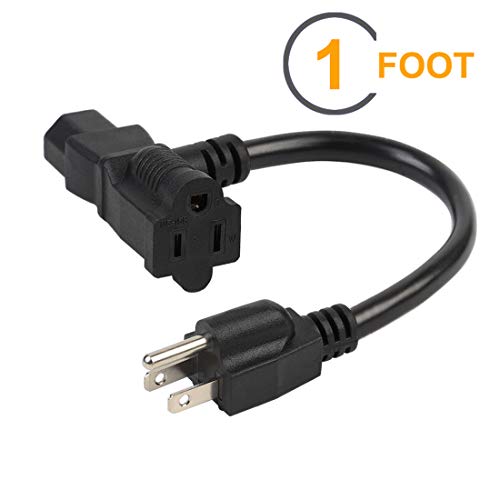 1 Foot Nema 5-15P Male to C13/ Nema 5-15R Piggyback Power Cord, UL CUL SJT 14AWG 3C, Replacement for Daisy Chain Pro Audio DJ etc