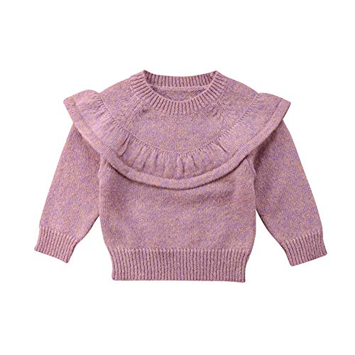 Infant Baby Girl Sweater,Kid Long Sleeve Ruffle Warm Autumn Winter Pullover Tops,0-3 Years Pink