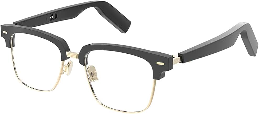 Black Bluetooth Smart Glasses with Blue Light Filter