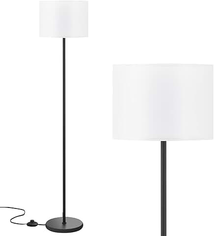 Simple 60-inch Black Floor Lamp with White Shade