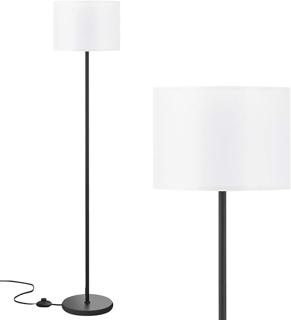 Simple 60-inch Black Floor Lamp with White Shade