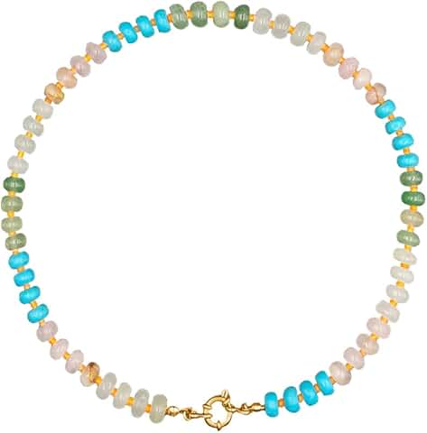 Colorful Natural Stone Beaded Necklace for Women