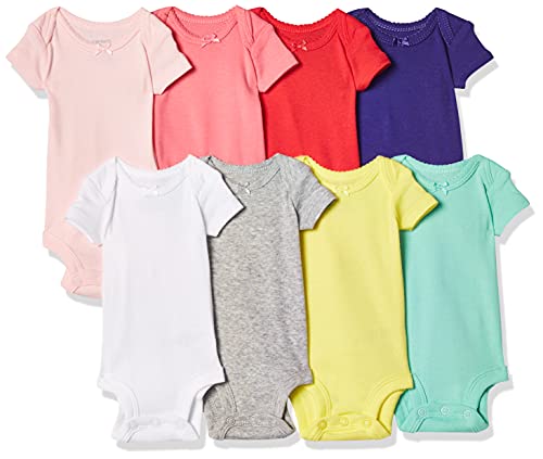 Baby Girls' 8-Pack Short-Sleeve Bodysuits, Assorted Pack, Preemie