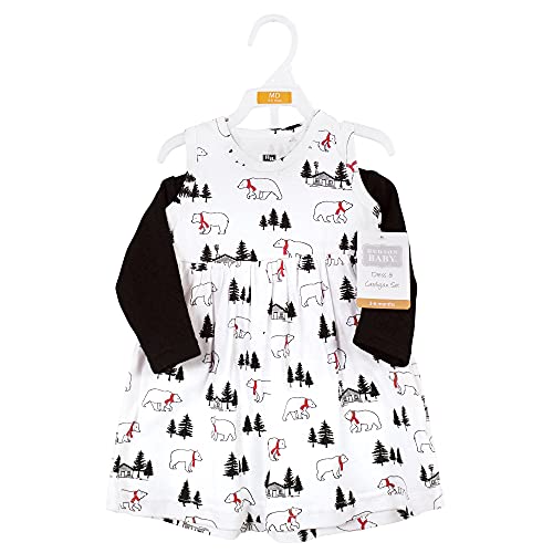 Girls' Quilted Cardigan and Dress, Winter Bear, 3-6 Months