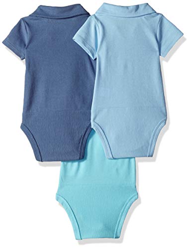 Ultimate Baby Flexy 3 Pack Short Sleeve Polo Bodysuits, Blues, 18-24 Months