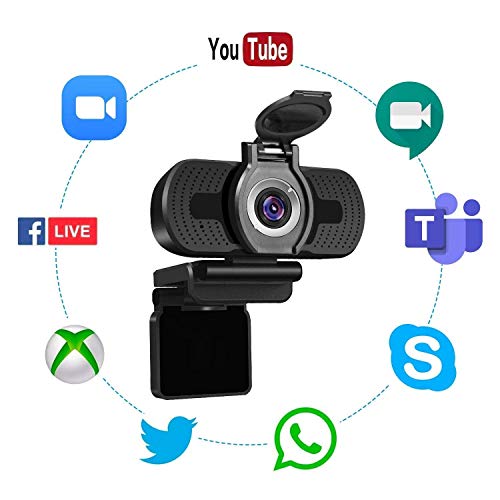 1080p Full Hd Webcam with Webcam Cover, Roll Over Image to Zoom in Computer Camera with Microphone