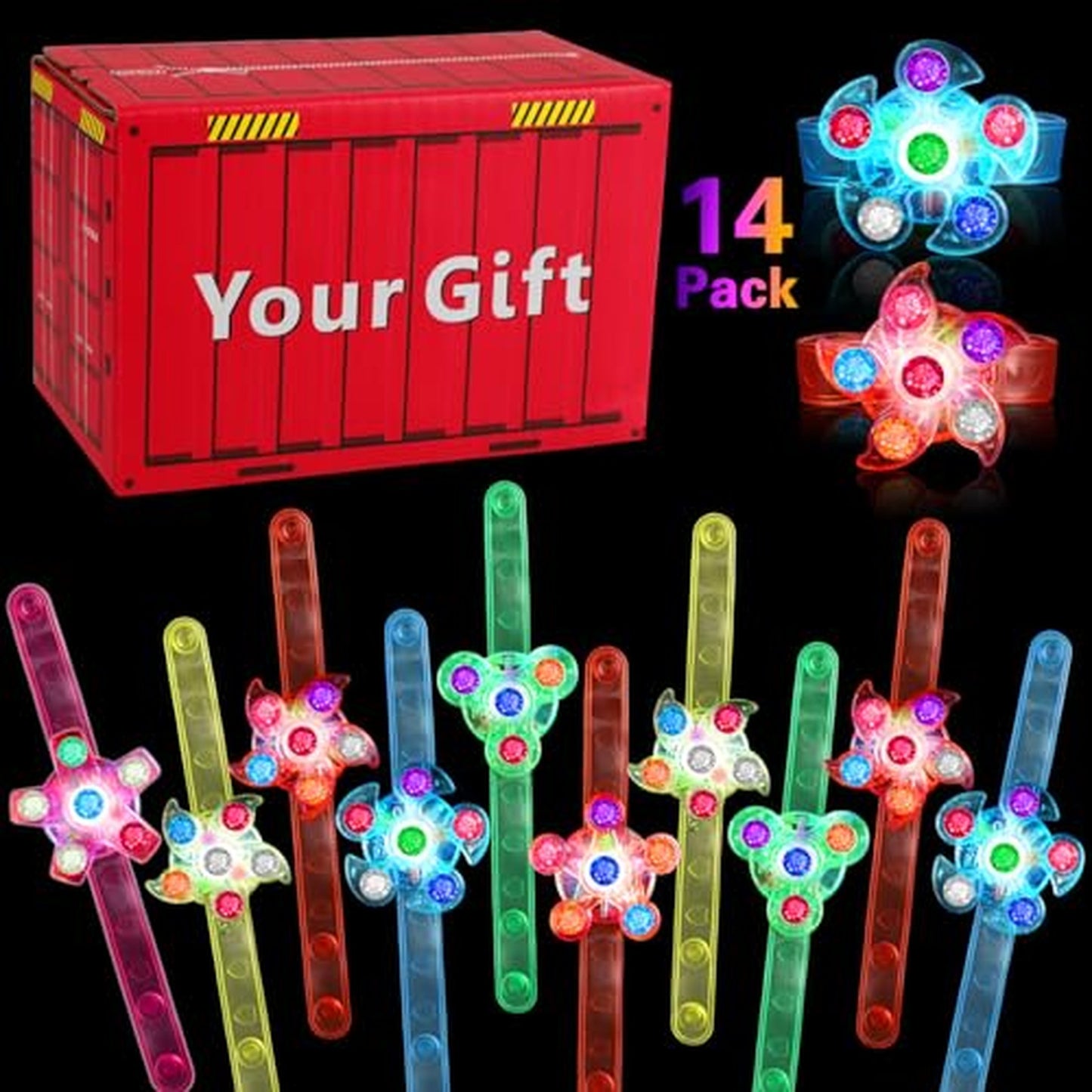 Glow in Dark LED Fidget Spinner Bracelets for Kids