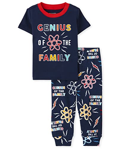 The Children s  Unisex Baby and Toddler Short Sleeve Top and Pants Snug Fit Cotton 2 Piece Pajama Sets, Glow Genuis, 0-3 Months