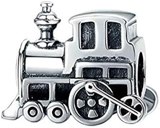 Travel-themed silver charm with airplane globe and heart