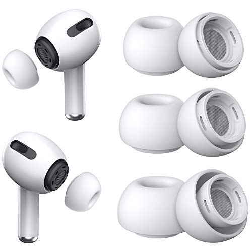 [3 Pairs] Replacement Ear Tips for Airpods Pro with Noise Reduction Hole, Silicone Ear Tips for Airpods pro with Portable Storage Box and Fit in The Charging Case (S/M/L, White)