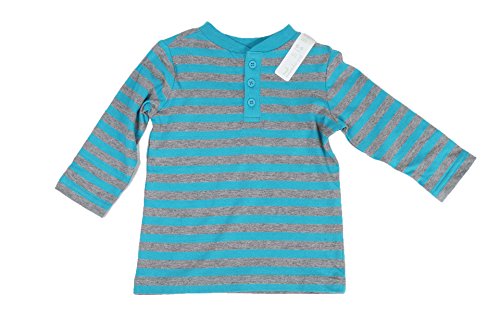 Baby Boy Long-Sleeve Striped Henley Shirt Pewter Hrhr 3-6 Months