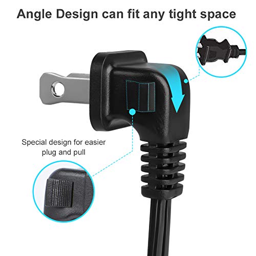 10 Feet 90 Degree 2-Slot Polarized Power Cord, 18 AWG Angled IEC320 C7 to NEMA 1-15P Power Cable, 3M/Black