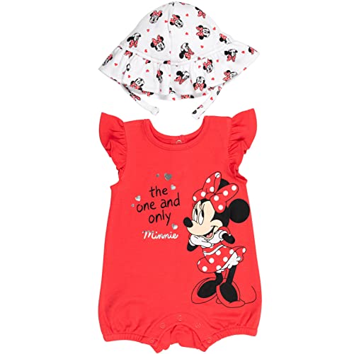 Minnie Mouse   Baby Girls Cuddly Snap Romper and Sunhat Red 6-9 Months