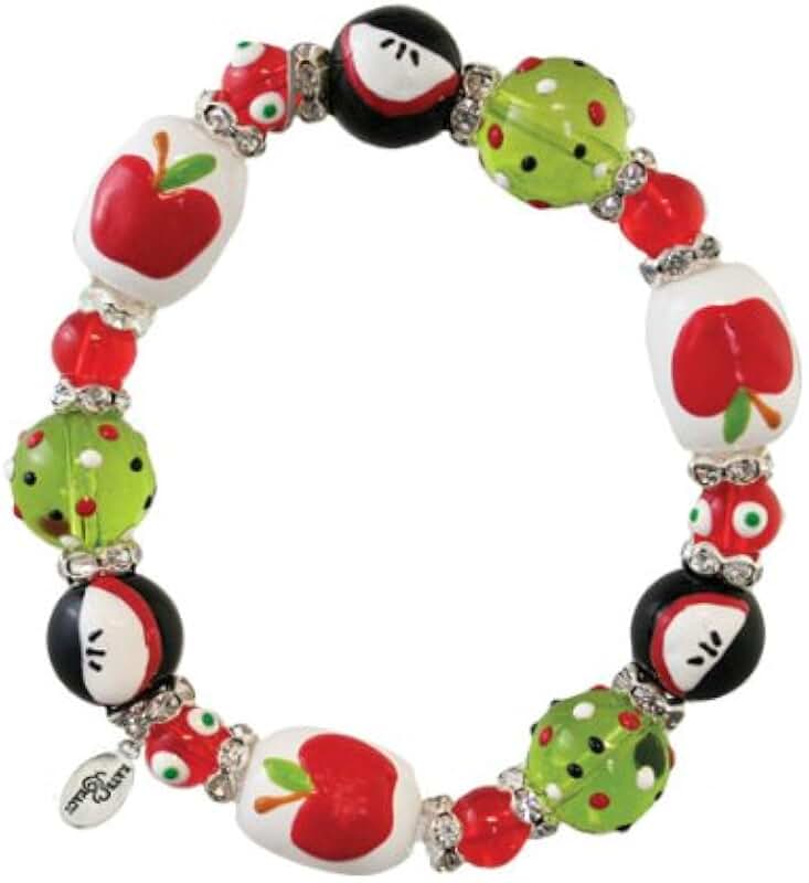 Women's Painted Glass and Bead Stretch Bracelet