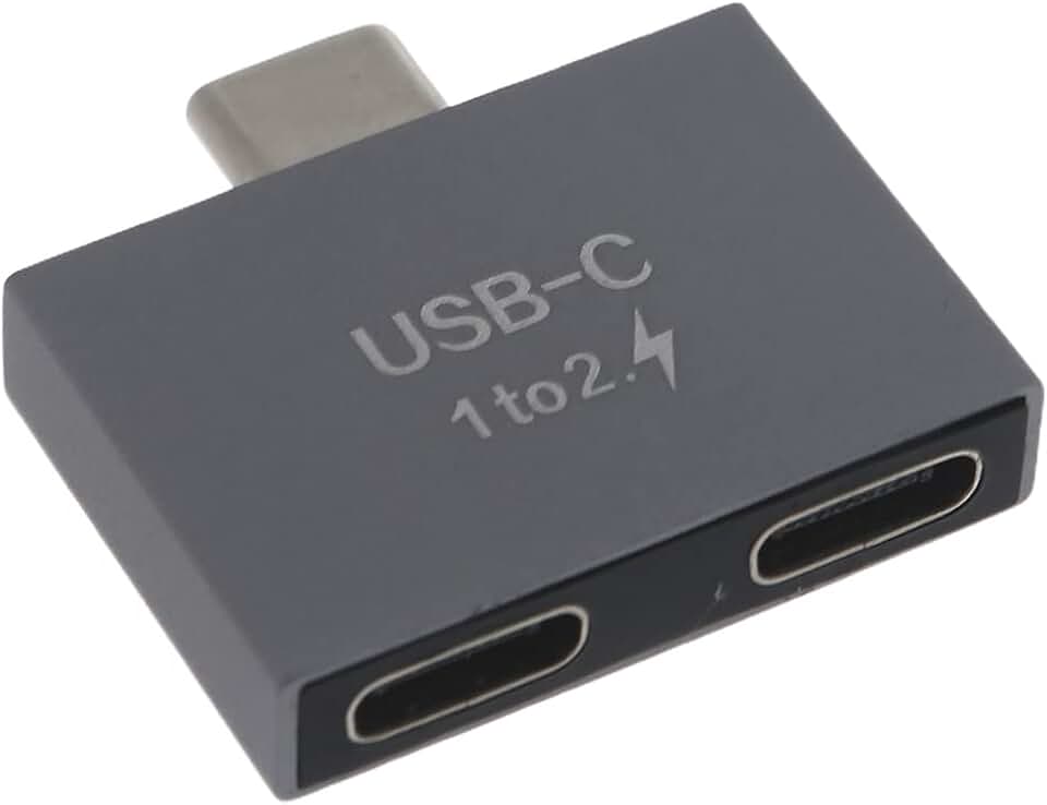 USB C Male to Dual Female Splitter Adapter, Gray