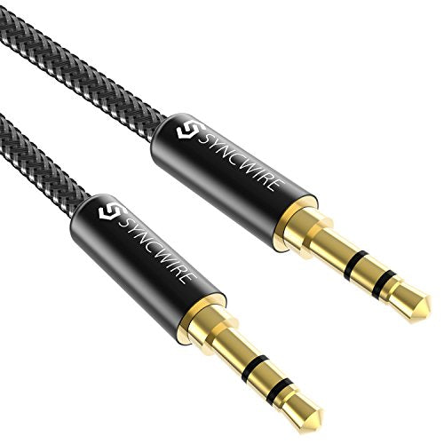 3.5mm Nylon Braided Aux Cable, 3.3ft, Black