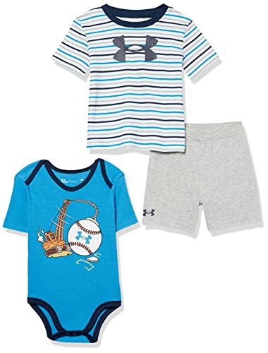 baby boys 3-piece Set, Bodysuit, Graphic T-shirt Shorts, Crew Neckline and Toddler T Shirt Set, White, 3 6M US