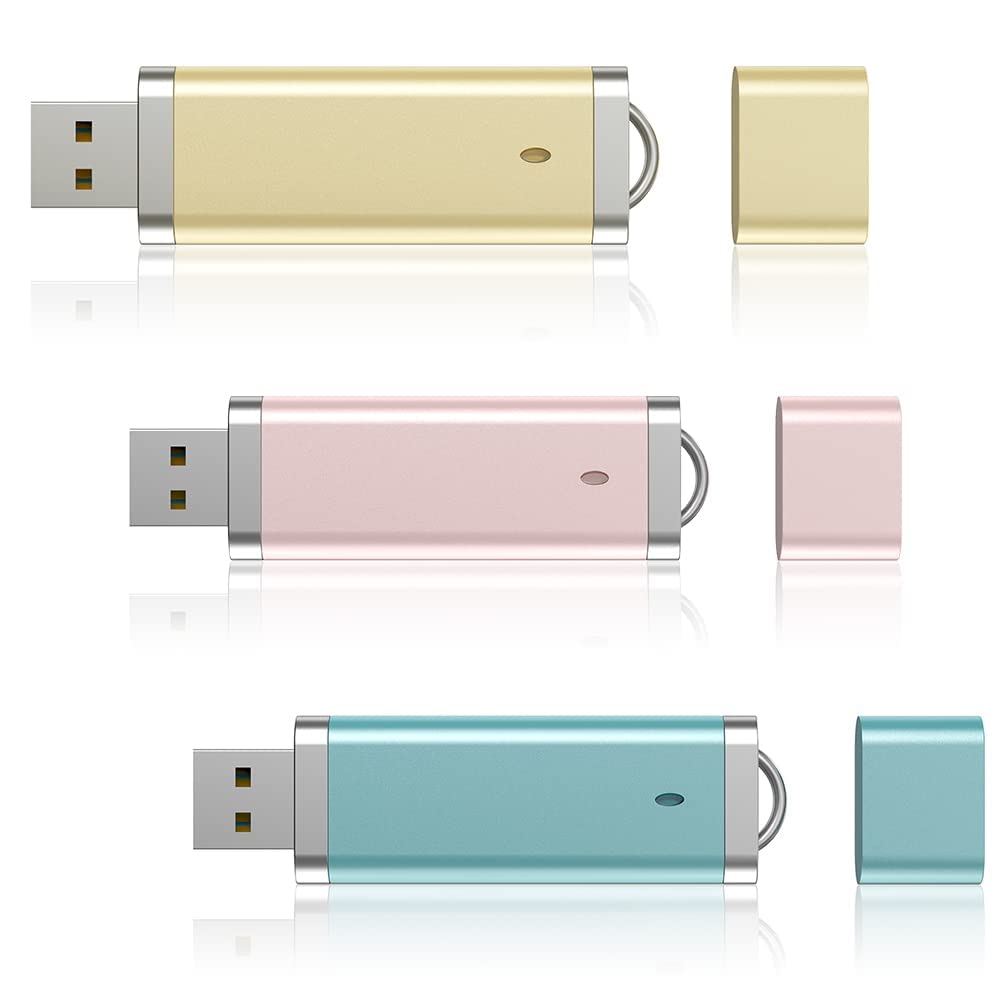 3 Pack 64GB Flash Drive USB Drive Thumb Drive 64 GB USB Flash Drive Jump Drive 64G Flash Drives Photo Memory Stick Pen Drive Zip Drive Pink Yellow Blue
