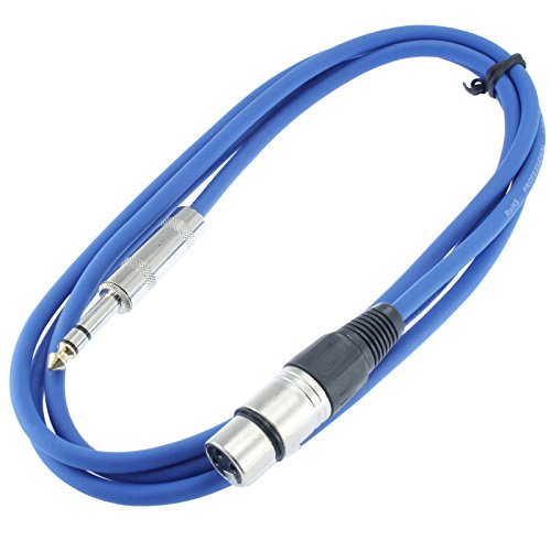 1/4" TRS to 3 Pin XLR Female Pro Audio Patch Cable Balanced and Shielded (6 Foot Feet ft Long, Blue)