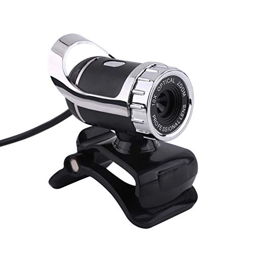 Webcam 12M Pixels Clip-on Web Camera Built-in Microphone with 360 Rotating Stand for HD Video Calling and Recording[Silver]