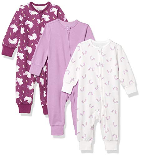 uni  baby Ultimate Zippin 3 Pack Sleep and Play Suits Layette Set, Purple Print, 18-24 Months US