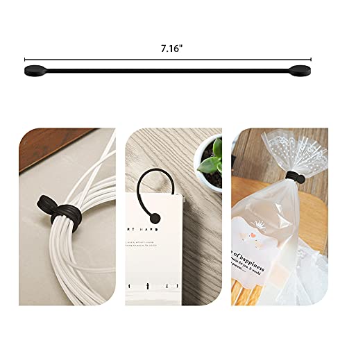 Reusable Silicone Magnetic Cable Ties/Magnetic Twist Ties for Bundling and Organizing, Can Be Used in Many Ways or Just for Fun, 7.16'', 20Pack, Black