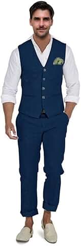 Men's Slim Fit Linen Suit for Summer and Casual Wear