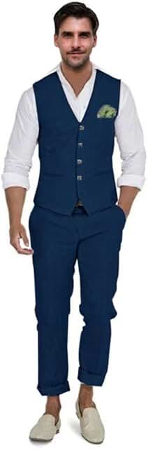 Men's Slim Fit Linen Suit for Summer and Casual Wear