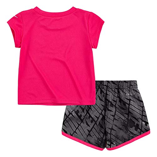 Baby Girls Dri-FIT Graphic Tee & Shorts 2 Piece Set (Black(17G203-023)/Pink, 12 Months)