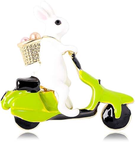Biker Bunny Rabbit Brooch Pin for Women and Girls
